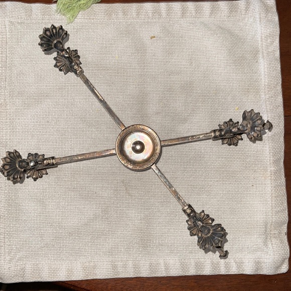 Antique Silver Plated Trivet, Expandable, Footed